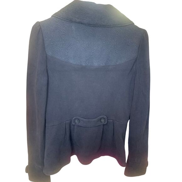 Free People Jacket 8 Black Womens Lapels Cropped Long Sleeve Preppy Minimalist - Picture 2 of 10